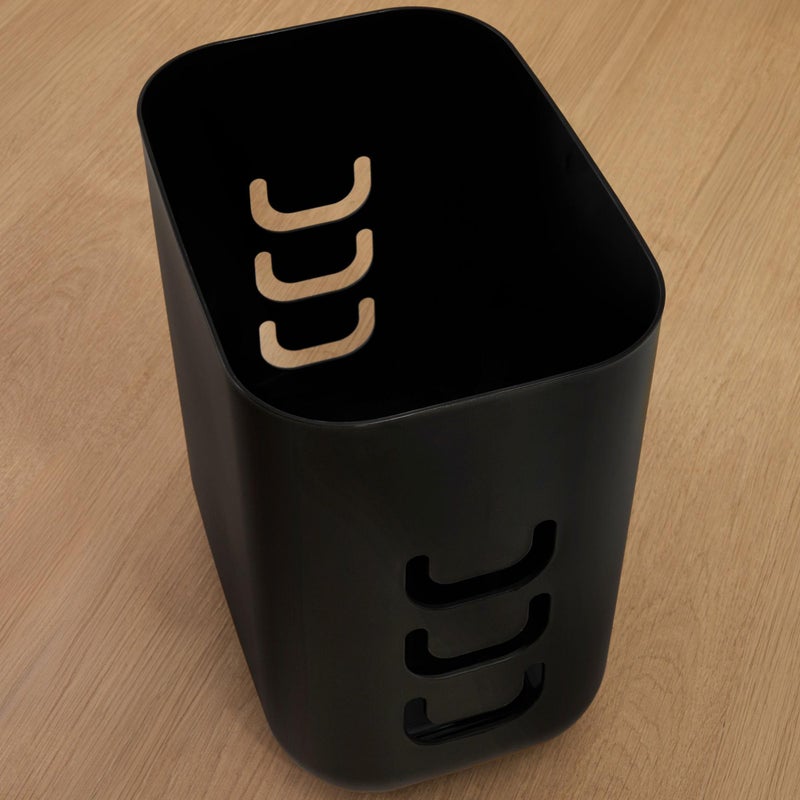 STORi Luup Trash Can (Black) - Reuse Grocery Bags - Plastic Garbage Container for Bathroom, Vanity, Laundry Room, Kitchen, Office, Garage - 2.5 Gallon Wastebasket with Hooks to Secure Trash Bags - Image 3