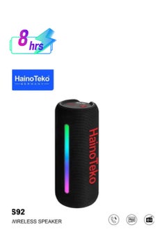 Haino Teko S92 Portable Wireless Speaker with High Bass Sound Quality – Multi-Functional Button Control, LED Light, Compact Design, Ideal for Parties and Outdoor Activities – Black  - Image 1