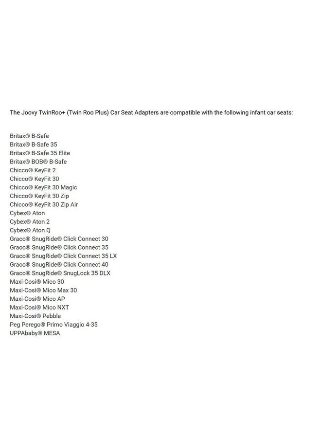 Joovy Twin Roo+ Car Seat Adapter, Britax/BOB - Image 4