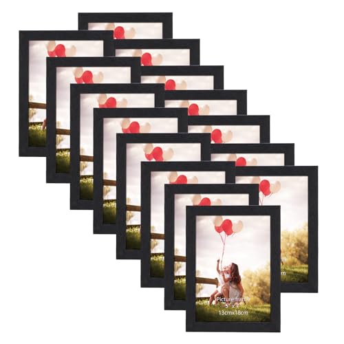 HORLIMER 5x7 Picture Frame Set of 15 Black Picture Frames Display 5 by 7 Photo for Wall or Tabletop