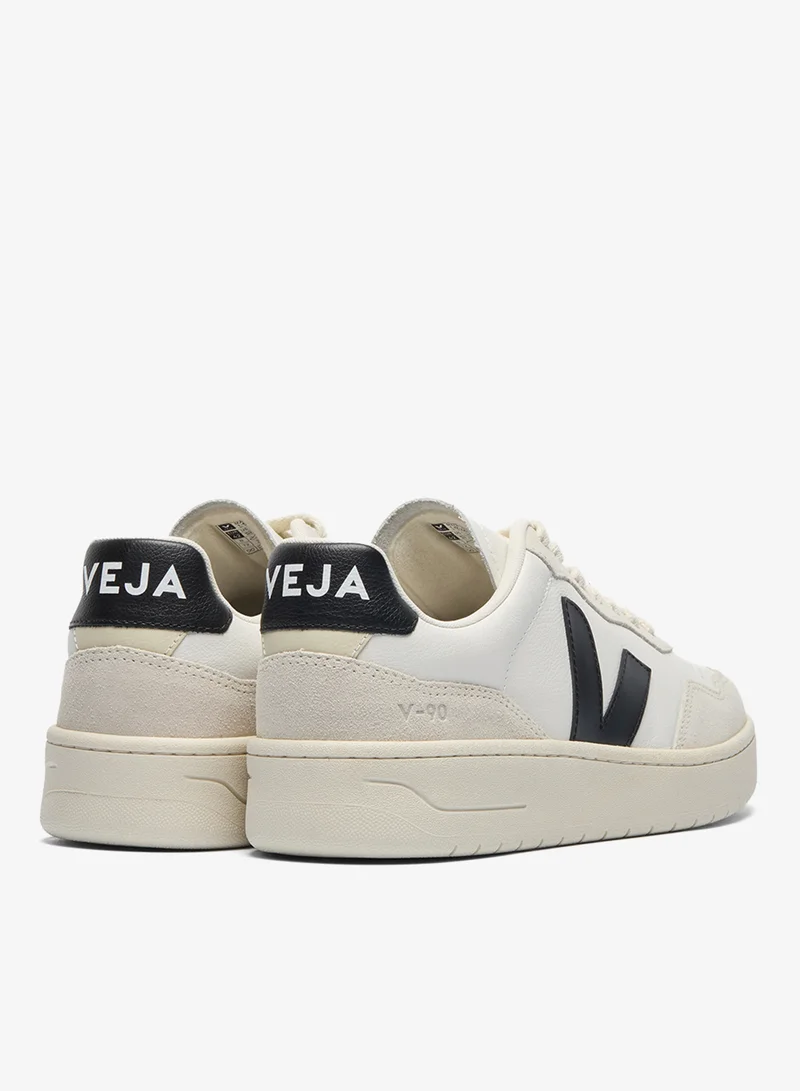 VEJA WHITE BLACK V-90 Lace-Up Sneakers for Women | Best Price UAE