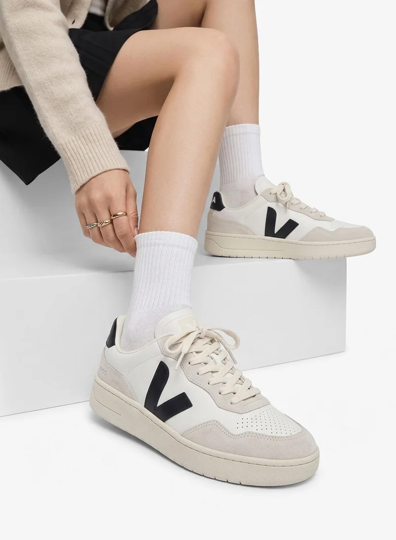 VEJA WHITE BLACK V-90 Lace-Up Sneakers for Women | Best Price UAE