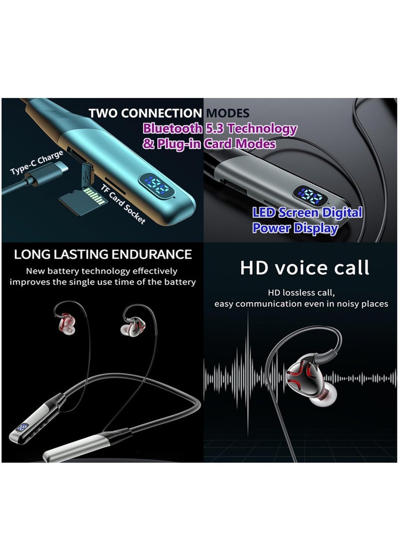 Excefore Neckband Bluetooth Headphone, Wireless Earbuds in-Ear Noise Cancelling HiFi Stereo Clear Headsets, LED Screen Display, Waterproof, Built-in Microphone for Phone Call Music, Black - Image 4