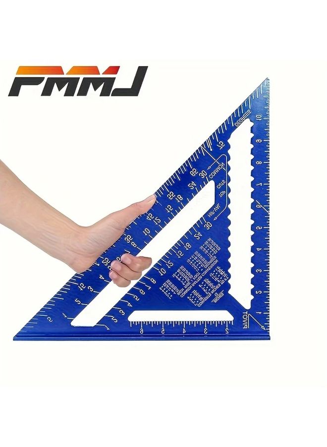 Blue Aluminum Speed Square Ruler 12 Inch Triangle Measuring Tool For Construction - Image 2