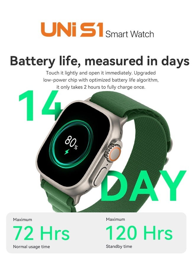 Uni S1 Smartwatch With 2.06 Inch -Amoled display - Waterproof IP68- Black