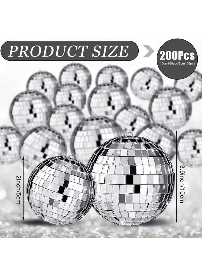 Hoolerry 200 Pcs Disco Balls Ornament Mini Disco Balls Small Mirror Silver Hanging Decorations Reflective Disco Ball for 70s Disco Themed Party Christmas Tree Birthday Wedding (1, 2 Inch) - Image 3