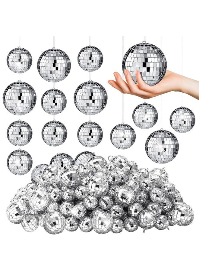 Hoolerry 200 Pcs Disco Balls Ornament Mini Disco Balls Small Mirror Silver Hanging Decorations Reflective Disco Ball for 70s Disco Themed Party Christmas Tree Birthday Wedding (1, 2 Inch) - Image 1