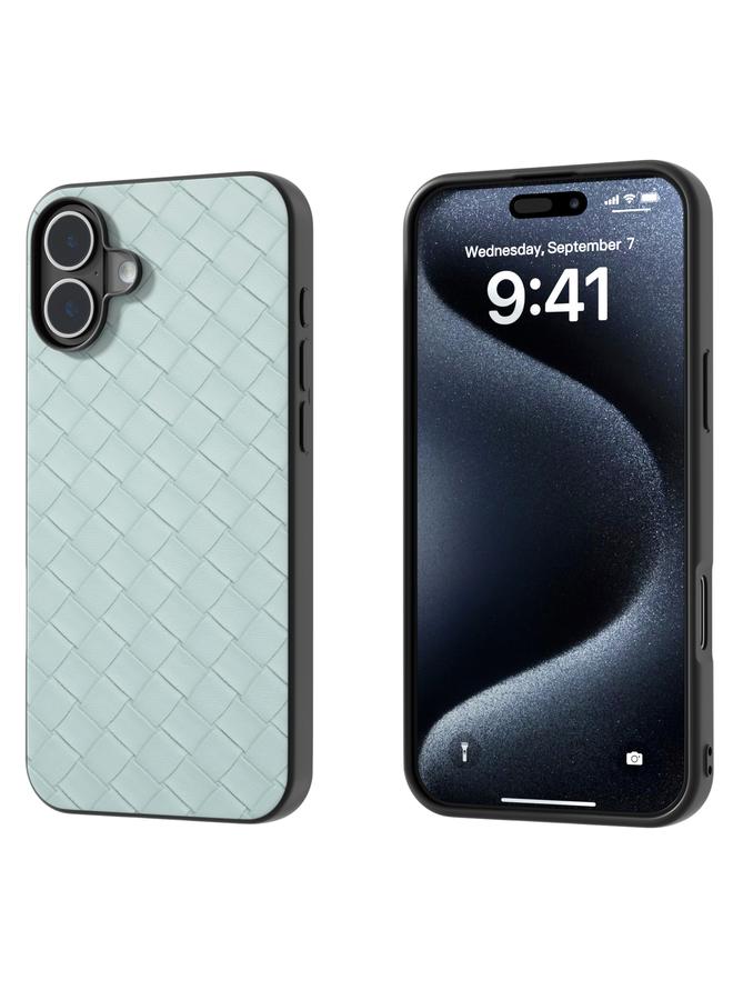 S-TOP Case For iPhone 16 Plus Black Frame Woven Texture PU Phone Case - Image 1