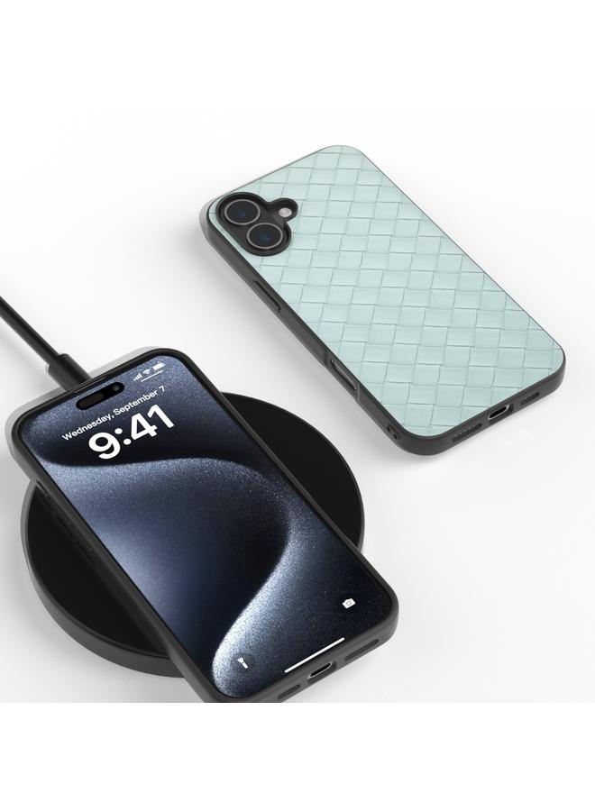 S-TOP Case For iPhone 16 Plus Black Frame Woven Texture PU Phone Case - Image 4