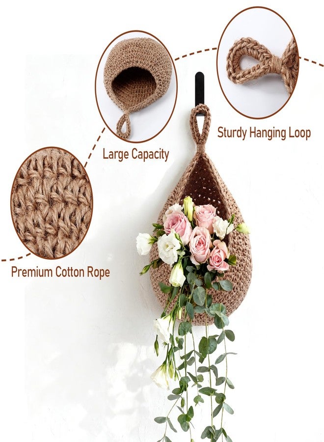 Bgtecho 3 Pack Boho Wall Hanging Basket, Hanging Fruit Baskets for Kitchen, Teardrop Baskets with Hooks, Handwoven Hanging Holder, Wall Basket for Fruits Vegetable Potato Onion Storage, 3 Size - Image 3
