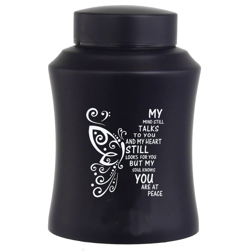 DAIFFUNE 6 Inch Medium Aluminium Cremation Ash Urn for Family  Loved Ones  Black