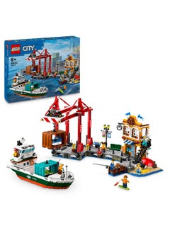 LEGO City Seaside Harbour with Cargo Ship Toy 60422 Building Toy Set (1226 Pieces)  - Image 1