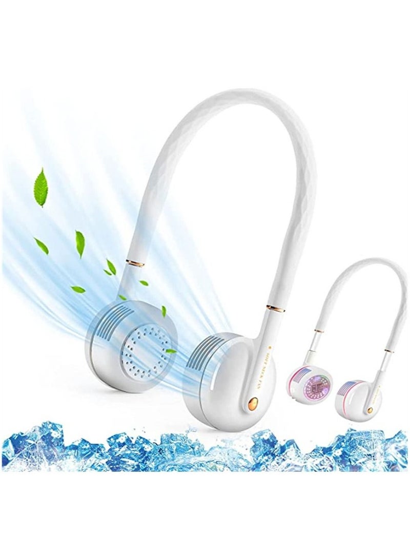 إسكدنيا Portable Neck Fan, Winding Storage Bladeless 360 Degree Wearable 3 Speed 360° Coolable, USB Hands Free Charging LED Power Personal Fan for Outdoor Indoor - Image 1