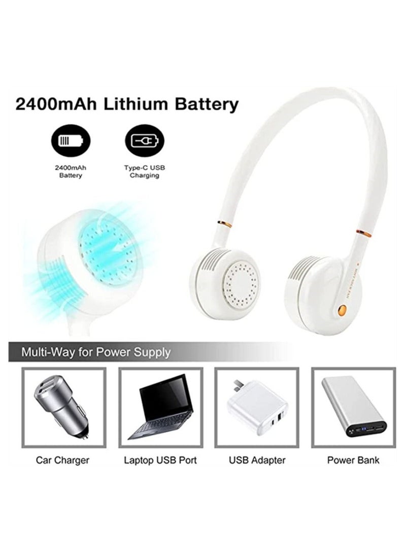 إسكدنيا Portable Neck Fan, Winding Storage Bladeless 360 Degree Wearable 3 Speed 360° Coolable, USB Hands Free Charging LED Power Personal Fan for Outdoor Indoor - Image 4