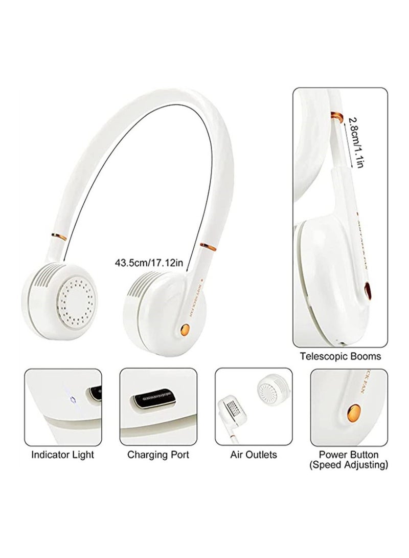 إسكدنيا Portable Neck Fan, Winding Storage Bladeless 360 Degree Wearable 3 Speed 360° Coolable, USB Hands Free Charging LED Power Personal Fan for Outdoor Indoor - Image 5