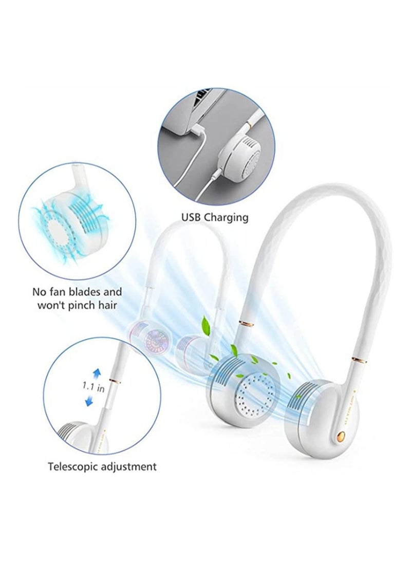 إسكدنيا Portable Neck Fan, Winding Storage Bladeless 360 Degree Wearable 3 Speed 360° Coolable, USB Hands Free Charging LED Power Personal Fan for Outdoor Indoor - Image 3