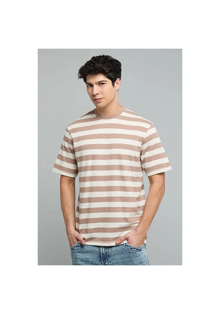 Striped T-Shirt with Crew Neck and Short Sleeves