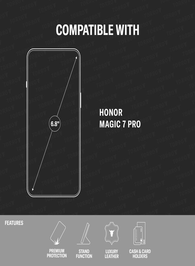 TORRO Case Compatible with Honor Magic7 Pro (6.8 Inch - 2025) - Premium Leather Case with Stand Function and Card Slots (Black) - Image 2