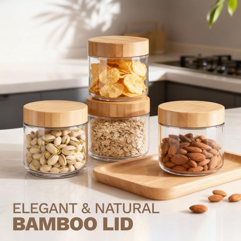 Bumobum 8 oz Glass Jars with Lids, Small Glass Container with Bamboo Airtight Lid, Wide Mouth Canisters for Chia Pudding Meal Prep Parfait Salad Snacks Yogurt Spice, 6 Pack - Image 3