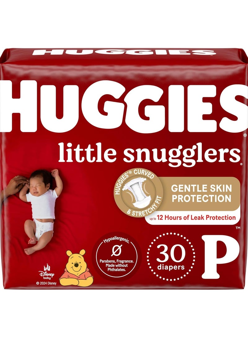 Huggies Newborn Diapers, Little Snugglers Baby Diapers, Size Preemie (up to 6 lbs), 30 Count