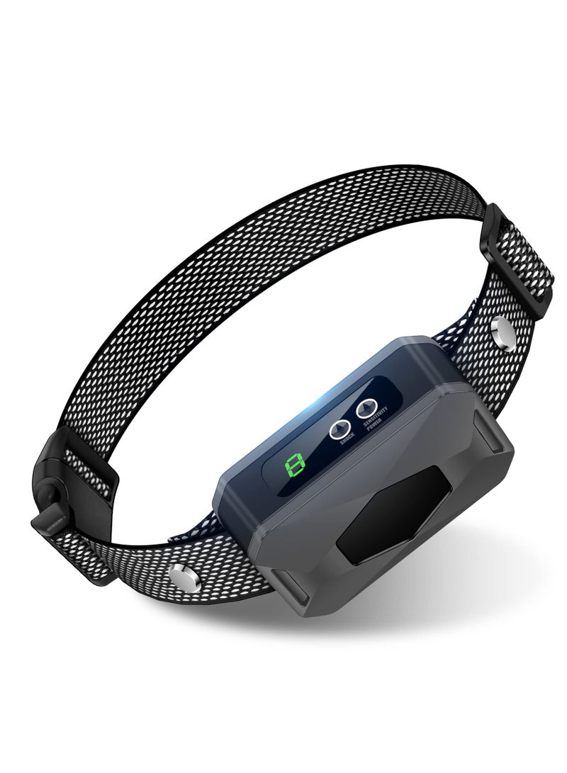 SYOSI طوق نباح للكلاب - طوق تدريب مكابح قابل لإعادة الشحن بمنفذ USB-C مع 5 مستويات حساسية قابلة للتعديل، طوق صدمة اهتزاز غير ضار، جهاز مضاد للنباح للكلاب الصغيرة والمتوسطة والكبيرة (رمادي) - Image 1