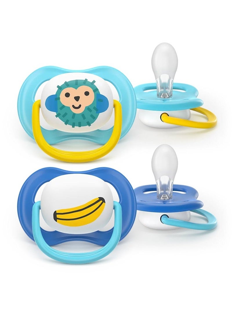 Philips Avent Ultra Air Soothers - Orthodontic Design, for Babies 6-18 Months, Soft Silicone Symmetrical Teat, BPA-Free, with Sterilizing Case, 2 Pack - Image 1