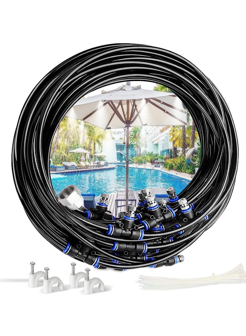 Soofam Mist cooling cooling system, 50 feet (15 meters) mist line + 15 brass mist nozzles + 14 tee connectors + brass adapter (3/4"), patio garden greenhouse outdoor cooling water park trampoline - Image 1