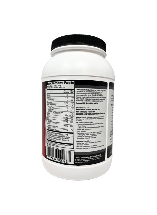 Beverly International - UMP Protein Powder, Chocolate. Unique Whey-Casein Ratio Builds Lean Muscle. Easy to Digest. No Bloat. (32.8 oz) 2lb .8 oz - Image 1