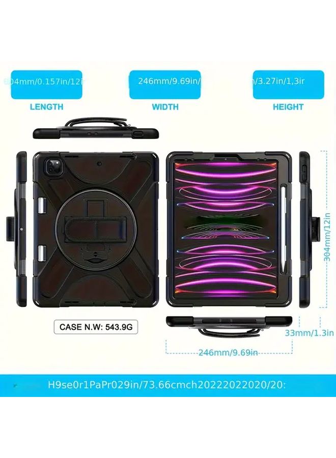 Black Compatible Case for iPad Air 2 Lightweight Non Slip Anti Scratch with Stand - Image 4