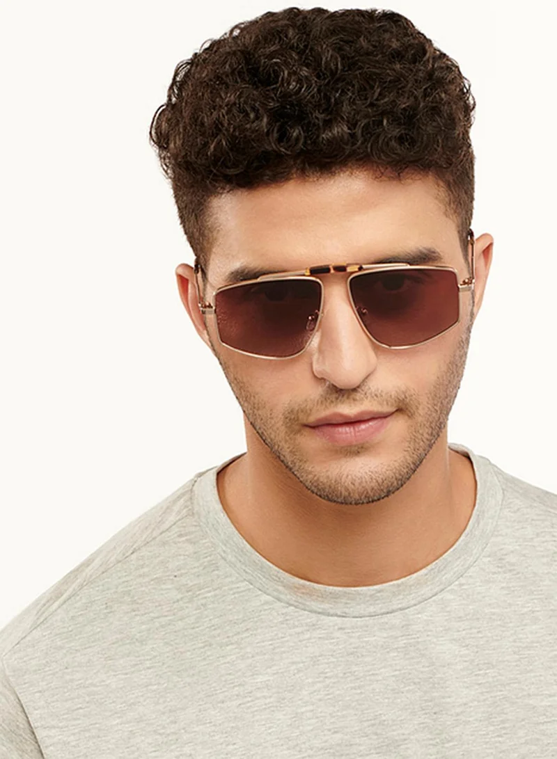 جون جاكوبس Unisex Polarized Rectangular Sunglasses - JJ S14279 - Lens Size: 58 Mm