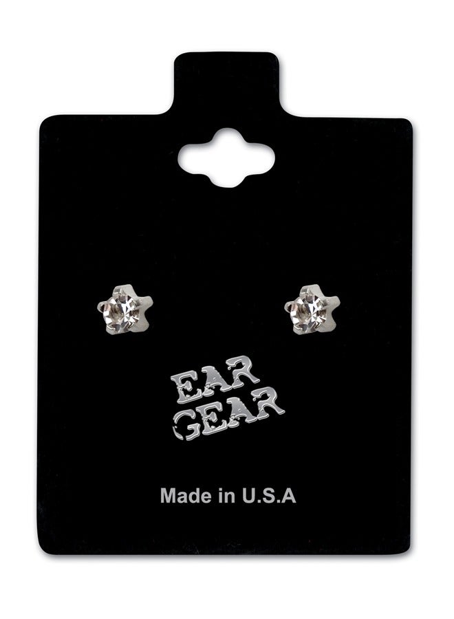 EAR GEAR Surgical stainless steel 316L 4mm crystal earrings USA  - Image 1