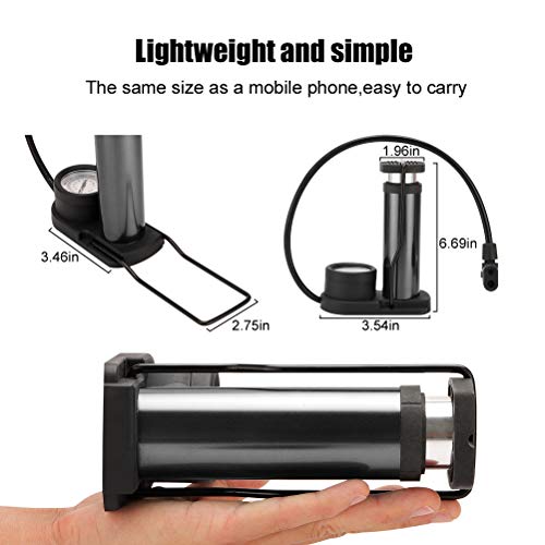 Emoly Bike Pump, Upgraded Mini Portable Bicycle Pump, Foot Bike Pump with Pressure Gauge, Tire Inflator Device, Compatible Universal Presta and Schrader Double Valve Bicycle Air Pump (Black) - Image 5