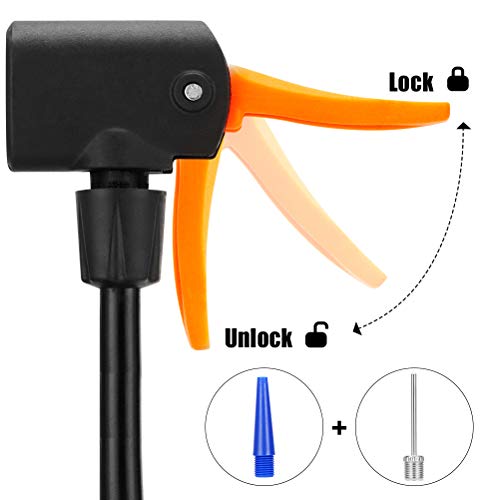 Emoly Bike Pump, Upgraded Mini Portable Bicycle Pump, Foot Bike Pump with Pressure Gauge, Tire Inflator Device, Compatible Universal Presta and Schrader Double Valve Bicycle Air Pump (Black) - Image 3
