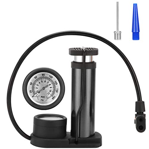 Emoly Bike Pump, Upgraded Mini Portable Bicycle Pump, Foot Bike Pump with Pressure Gauge, Tire Inflator Device, Compatible Universal Presta and Schrader Double Valve Bicycle Air Pump (Black) - Image 1