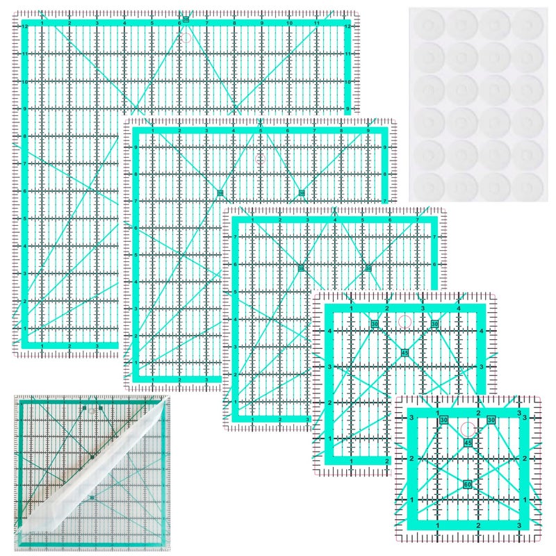 Quilting Rulers5 Square Quilting Ruler Quilting Templates355 810125Quilting Rulers Acrylic Rulers Fabric Cutting Ruler with NonSlip Rings for Quilting and Sewing
