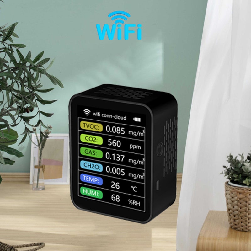 Tuya WiFi Portable Home Office Indoor Desktop Air Quality Detector 6 In 1 Multifunctional Detector TVOC CO2 Gases CH2O Temperature Humidity Detecting Intelligent Linkage Mobilephone APP Remotes - Image 5