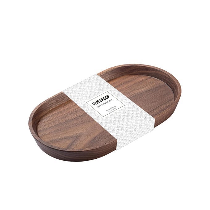 WOODEN MINI SERVING TRAY FOR PARTIES TEACOFFEE TABLE TRAY SMALL OVAL WOOD PLATE FOR FRUITSNACKS DECORATIVE TRAY FOR JEWELLERY KEY COIN TRAY FOR BATHROOM WALNUT 78466