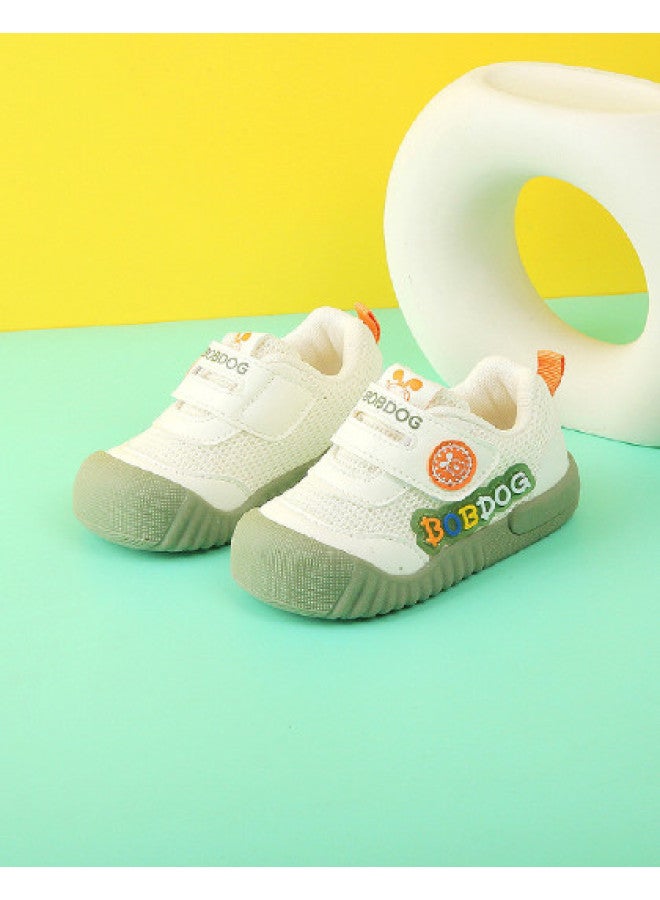 Babu Bean أحذية مشي للأطفال الصغار من فئة Unisex خفيفة الوزن بشبكة وجهية ذات قفل فيلكرو خريفي، أحذية أطفال مضادة للركل ذات مقدم مستدير وعصرية - Image 1