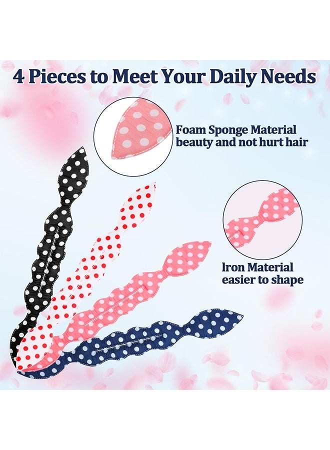 4 Pcs Polka Dot Hair Bun Maker Set, Flexible Hair Donuts & French Braid Twister, Quick Lazy Hair Styling Accessories for Women & Girls - Image 3