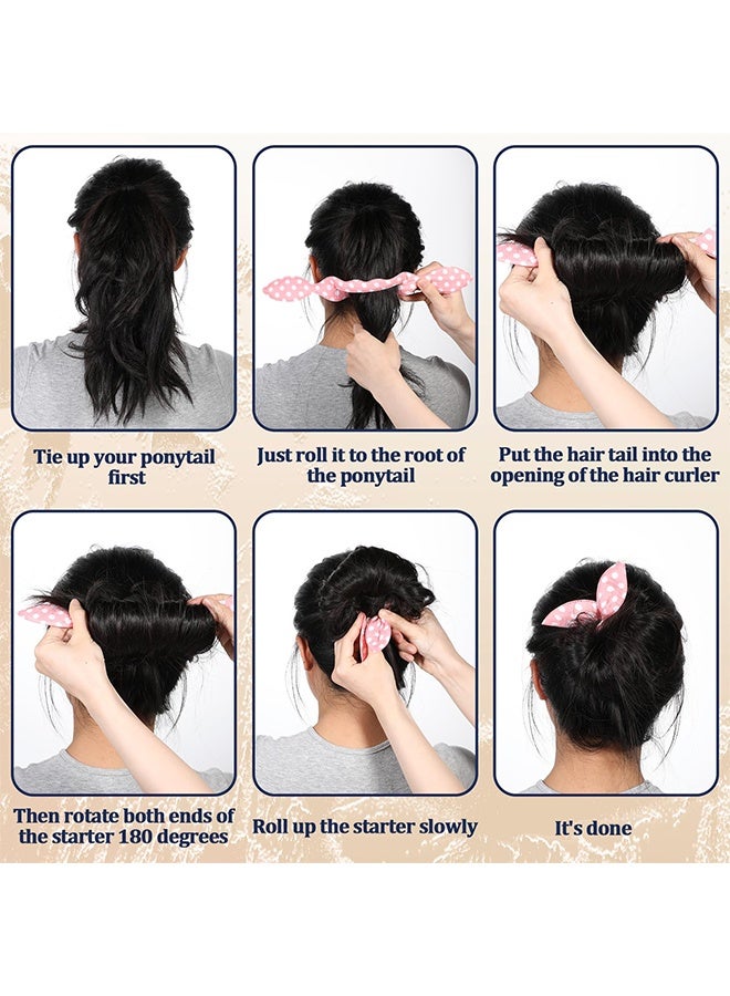 4 Pcs Polka Dot Hair Bun Maker Set, Flexible Hair Donuts & French Braid Twister, Quick Lazy Hair Styling Accessories for Women & Girls - Image 5
