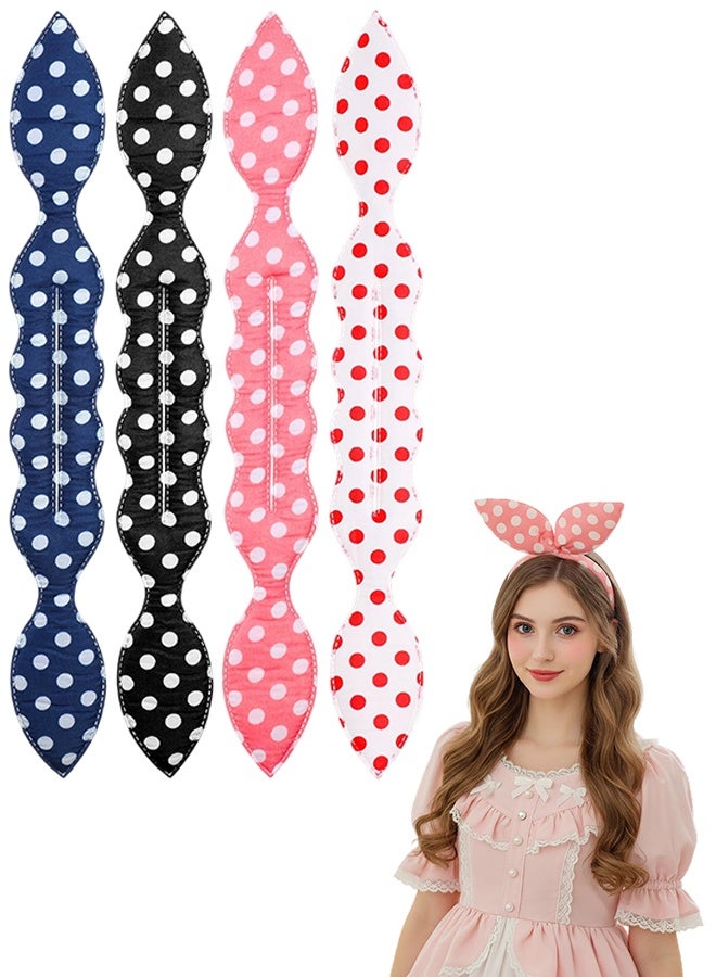 4 Pcs Polka Dot Hair Bun Maker Set, Flexible Hair Donuts & French Braid Twister, Quick Lazy Hair Styling Accessories for Women & Girls - Image 1