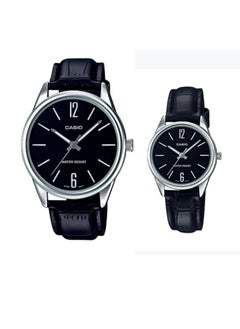 CASIO Analog Black Leather Bnad Pair Watch MTP/LTP-V005L-1B  - Image 1