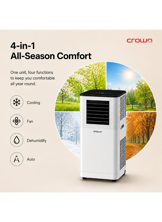 Crownline PAC-450 Portable Air Conditioner, 12000 BTU (1 Ton), 4-in-1 Cooling/Dehumidifier/Fan/Auto, 450 m³/h Airflow, Self-Evaporative, Remote Control, R410A, T3 Climate 3500 W PAC-450 White - Image 4