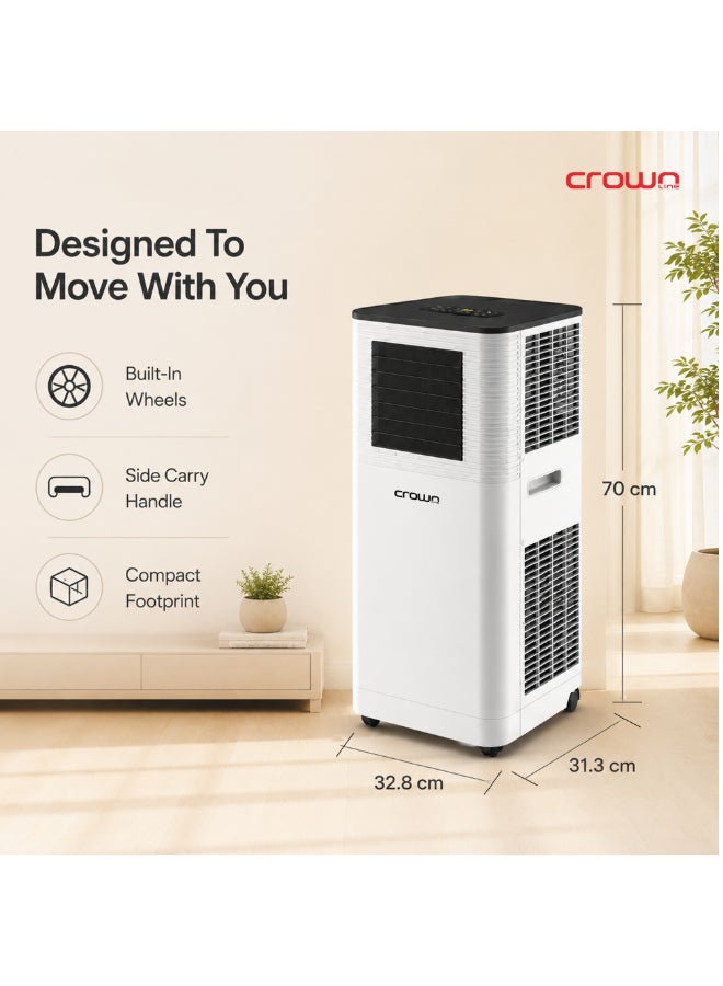 Crownline PAC-450 Portable Air Conditioner, 12000 BTU (1 Ton), 4-in-1 Cooling/Dehumidifier/Fan/Auto, 450 m³/h Airflow, Self-Evaporative, Remote Control, R410A, T3 Climate 3500 W PAC-450 White - Image 2