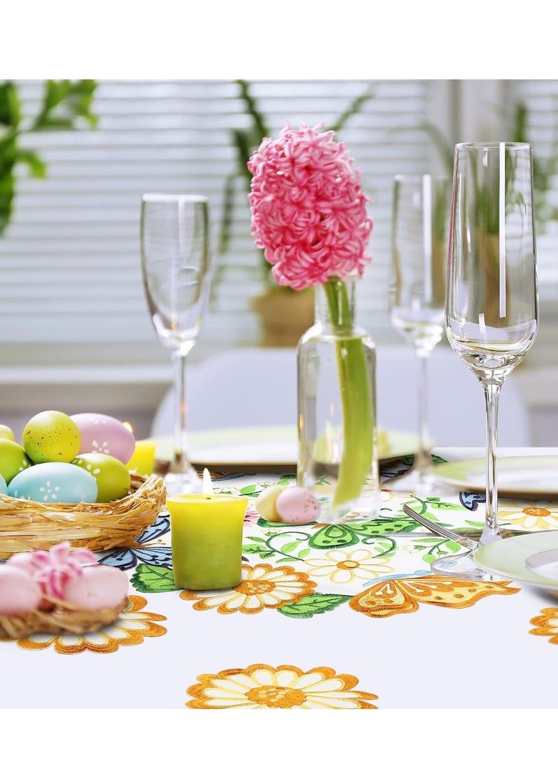 SYOSI 8 Pieces Spring  Round Placemats and Coasters Set, 4 Pieces 14 Inch Embroidered Flower bu tterfly Table Placemats and 4 Pieces 4 Inch Daisy Coasters Floral Cup Mat for Tabletop Decoration - Image 5