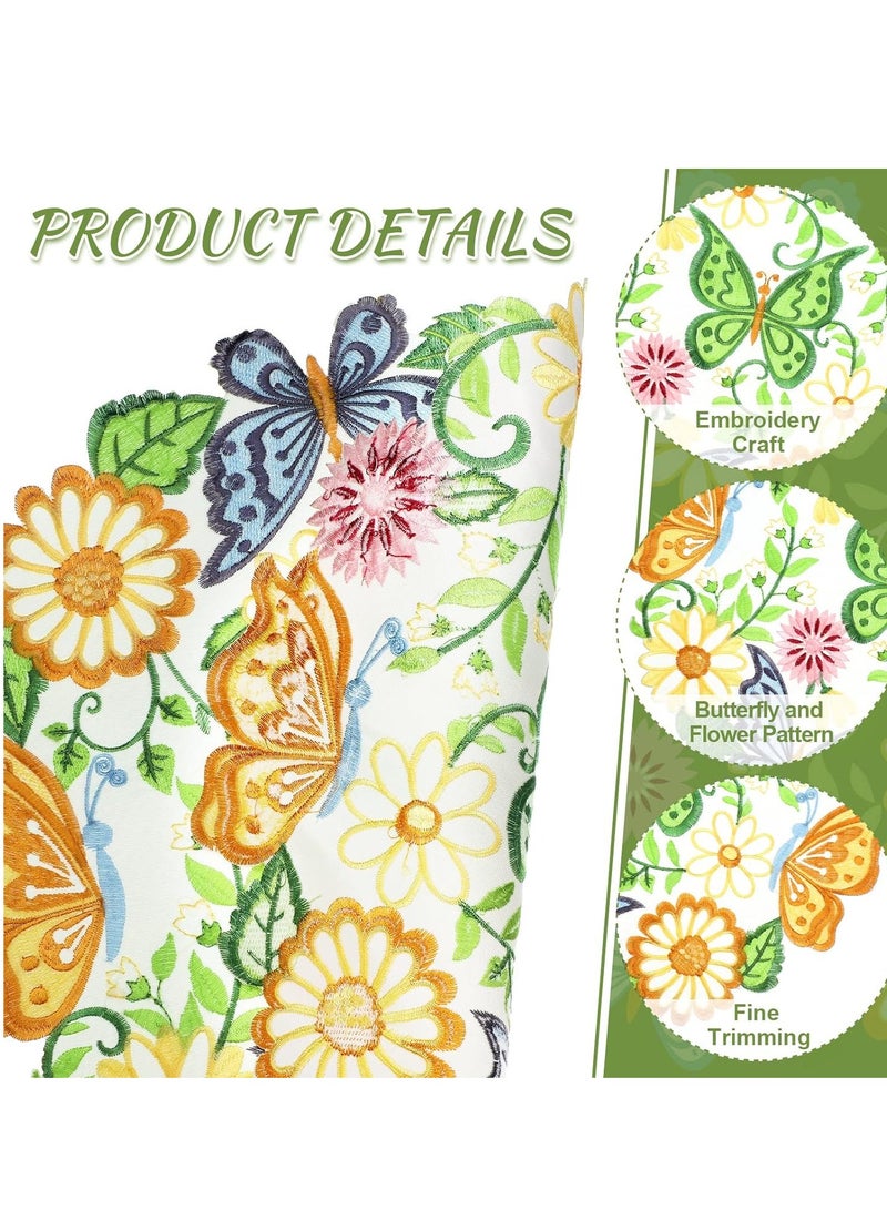 SYOSI 8 Pieces Spring  Round Placemats and Coasters Set, 4 Pieces 14 Inch Embroidered Flower bu tterfly Table Placemats and 4 Pieces 4 Inch Daisy Coasters Floral Cup Mat for Tabletop Decoration - Image 3