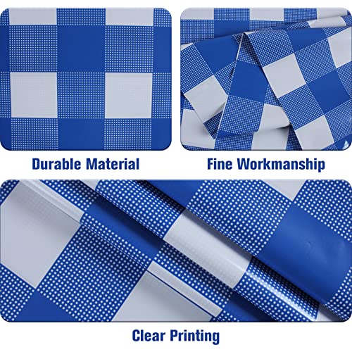 Kesfey 3 Packs White and Blue Gingham Table Cloths 54 x 108 Inches Disposable Plastic Checkered Tablecloths Waterproof Rectangle Picnic Party Tablecovers for Birthday Party Dining Table Kitchens - Image 2