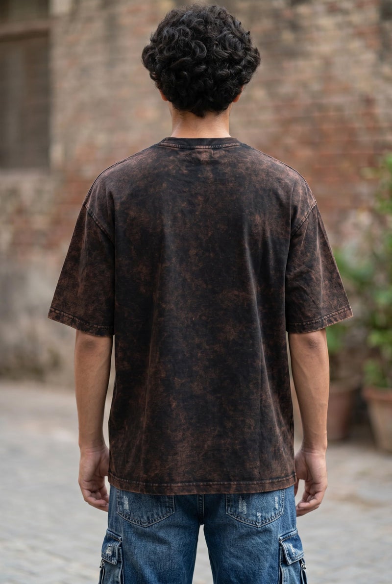 boffi ... 100% Cotton Oversized T-Shirt Unisex Drop Shoulder Dye Washed Street Look Black Pack of 1 (in, Alpha, XL, Regular, Acid Black) - Image 2