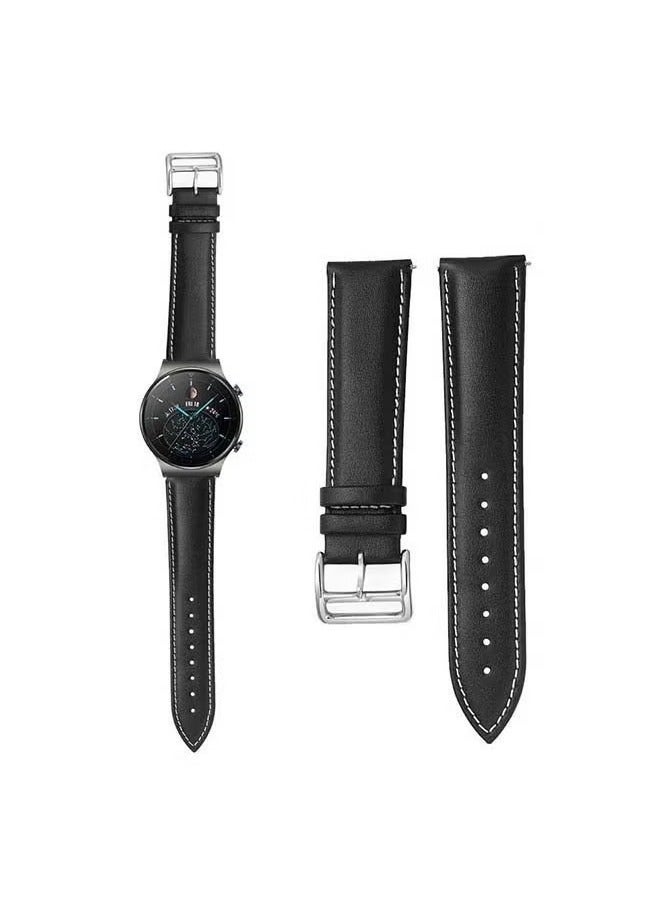 vesus Genuine Leather Replacement Band 22mm for Huawei Watch GT2 Pro Black