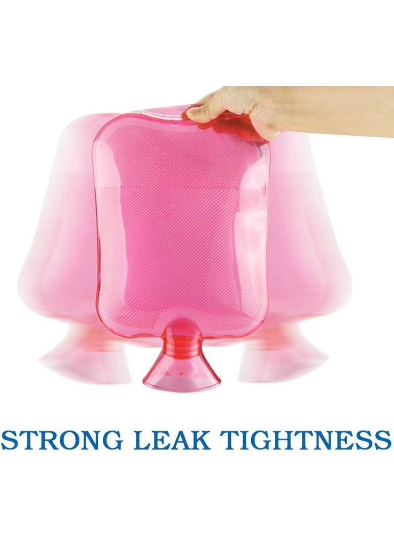 Hot Water Bottle with Cover Knitted, Transparent Hot Water Bag 2 Liter - Pink - Image 4
